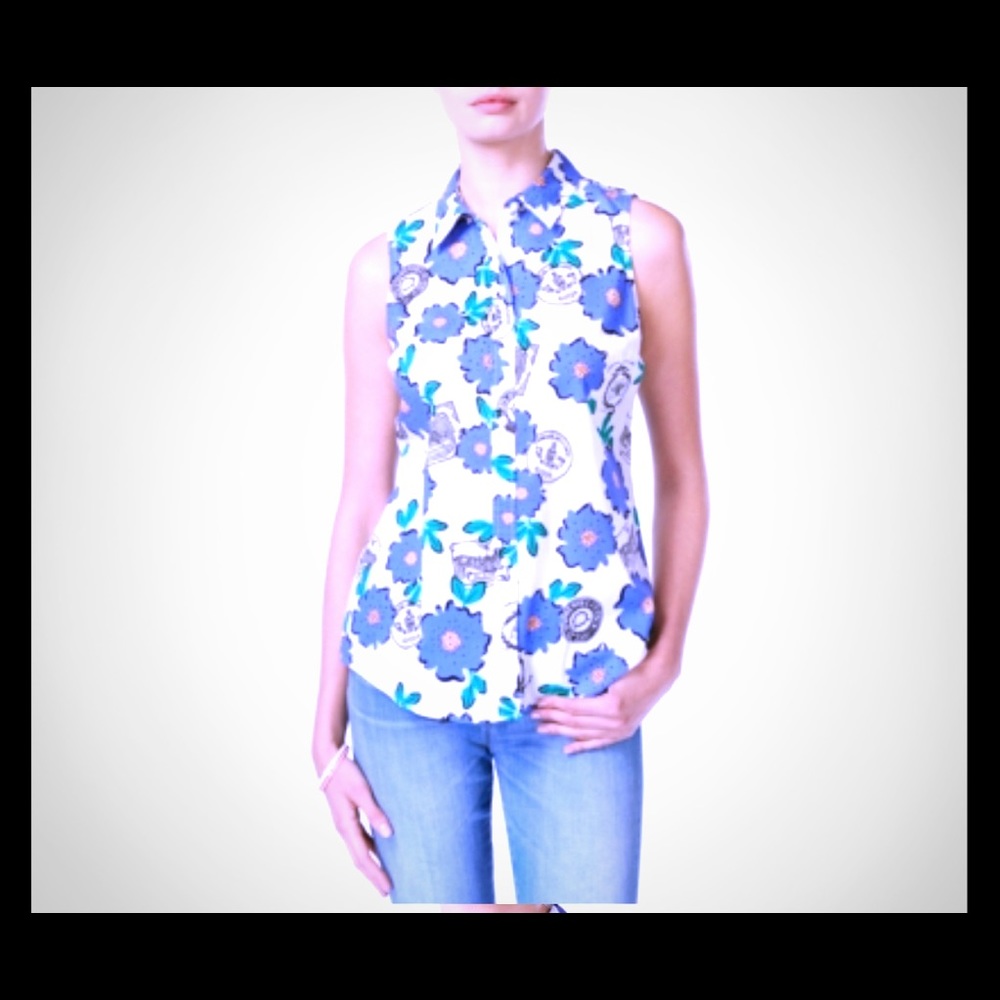 Maison Jules Sleeveless Floral-Print Shirt